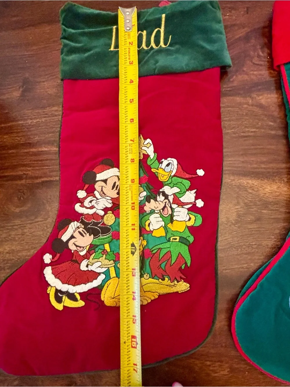 Disney Holiday Christmas Stockings Set - Red and Green (Mom & Dad)